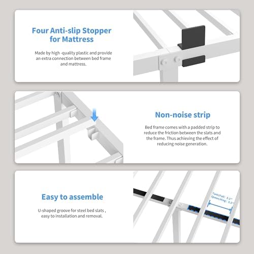 4 Inch White Full Bed Frame Low Profile - Image 4