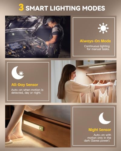 10.5 Inch 2 Pack Under Cabinet Lighting, 3 Color Temps Rechargeable Motion - Image 3