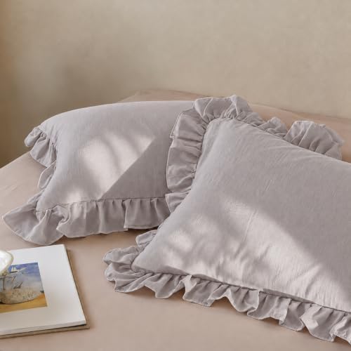 Light Gray Pillowcases King Pillowcases Cute Pillow Cover Gray Ruffled Pillow - Image 3