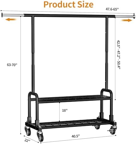 Luxspire Rolling Heavy Duty Clothes Rack - Image 5