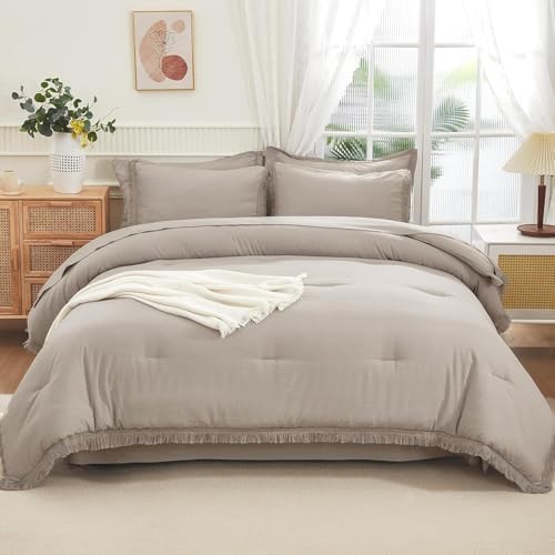 Andency Oversized King Comforter Set, 7 Pieces Wheat Green Bedding - Image 2