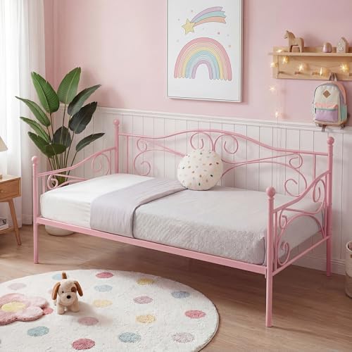 VECELO Twin Size Daybed Frame Metal Sofa Bed Mattress Foundation by VECELO