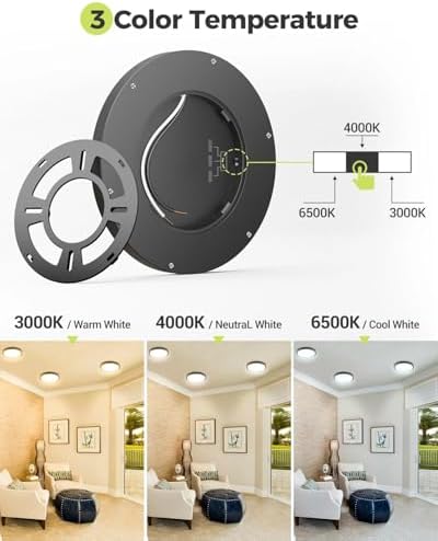 hepside 15.8INCH Big Dimmable Flush Mount Ceiling Light Fixture Black, 3CCT - Image 2