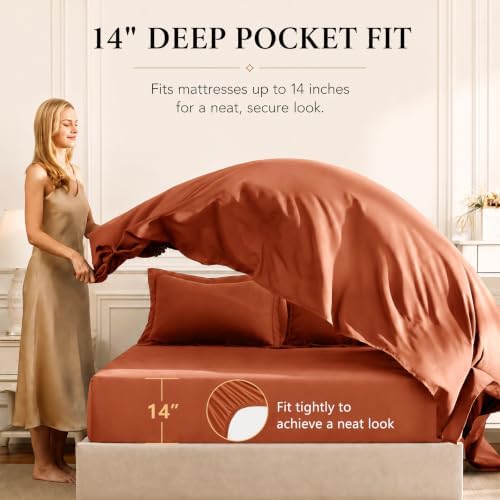CozyLux Full Comforter Set 82"x86" Burnt Orange - Image 5