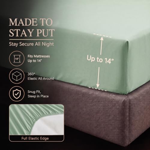 CozyLux Full Size Comforter Sets Sage Green, 7 Pieces Pintuck Bed in a Bag - Image 5