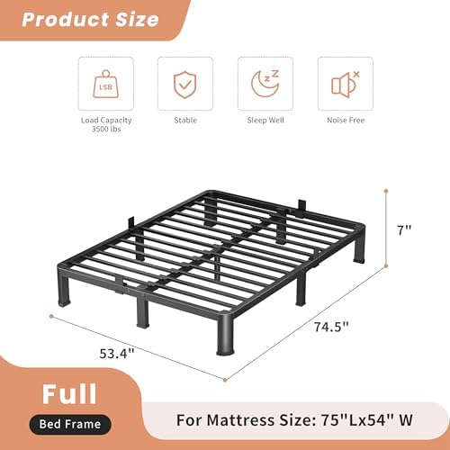 VIPSHOW 7 Inch Full Heavy Duty 3500lbs Bed Frame - Image 3