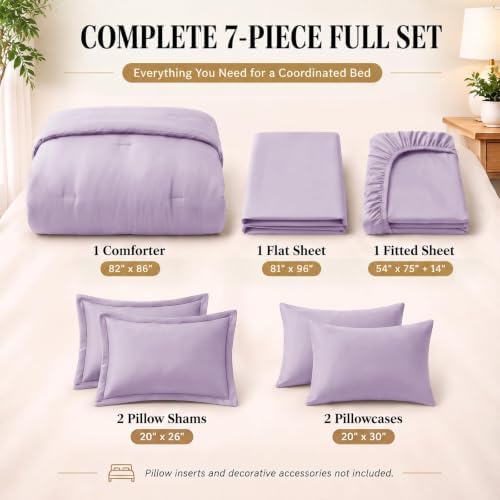 CozyLux Full Size Comforter Set Lavender, 7 Pieces Bed in a Bag - Image 2