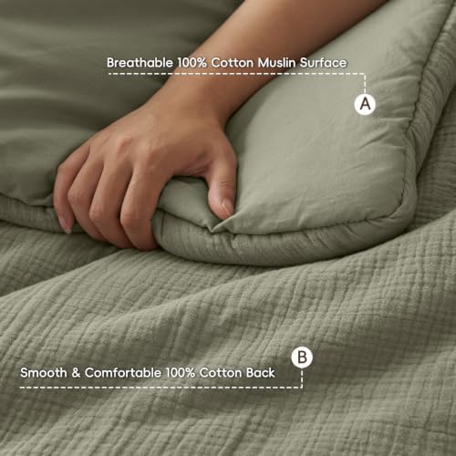 PHF Muslin Comforter Set Twin Size, Cotton Shell - Image 6