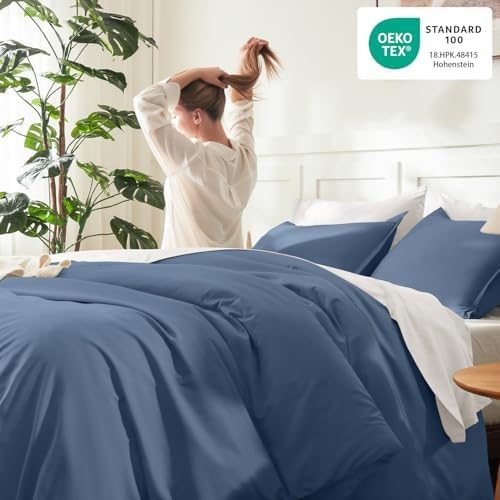 Litanika Ocean Blue Comforter Full Size, 3 Pieces Lightweight Solid Bed Set - Image 4