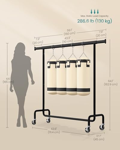 SONGMICS Clothes Rack with Wheels, Heavy-Duty, Extendable Hanging Rod - Image 6