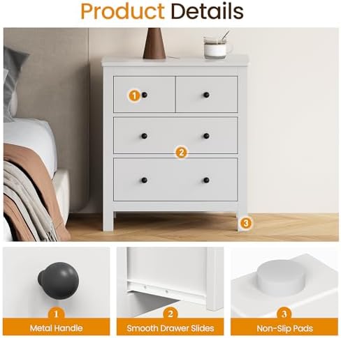 RoyalCraft 3 Drawer Nightstand for Bedroom, Modern End Table - Image 5