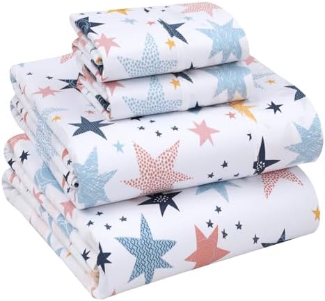 RUVANTI 100% Cotton Full Sheets, Percale Bedding Full Size Set, Fault Star by Ruvanti
