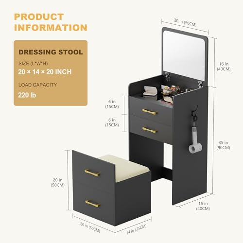 Lvifur Small 3-in-1 Vanity Desk - Image 6