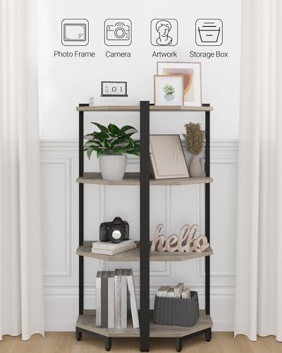 Hzuaneri Corner Shelf Stand 4-Tier Corner Bookshelf Storage Standing Shelf - Image 4