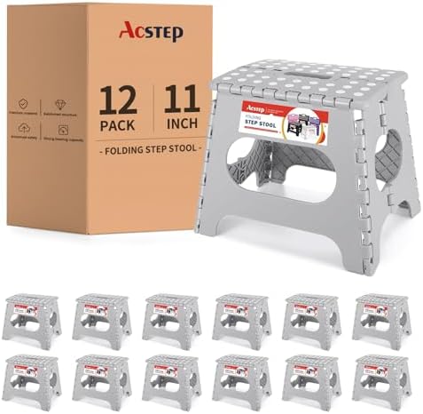 ACSTEP 12 Pack 11 Inch Folding Step Stool, Sturdy Plastic Foldable Step Stool by ACSTEP