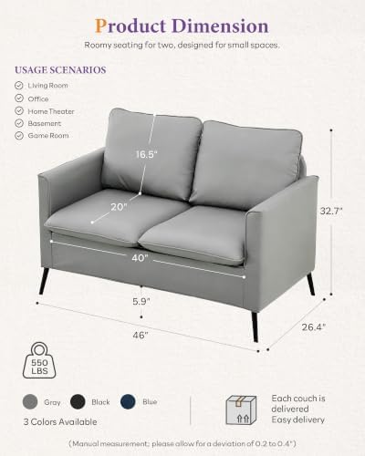 TYBOATLE Leather Loveseat Sofa and Accent Chair Set - Image 2