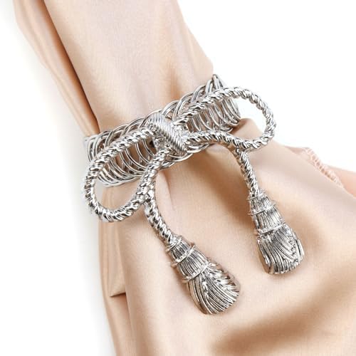 Silver Bow Tie Curtain Holdbacks No-Drill, 2 Packs - Image 3