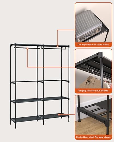 CASAMAYA Clothes Rack, Portable Closet, 54.3 Inch Large Capacity Wardrobe Closet - Image 5