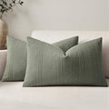 MIULEE Lumbar Striped Throw Pillow Covers 12x20 Olive 2 Pack by MIULEE