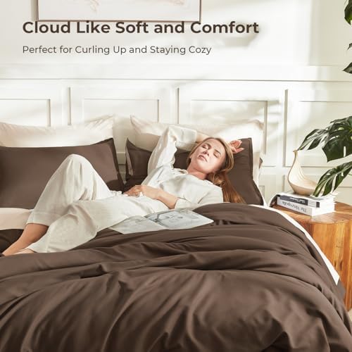 Litanika Brown Comforter Full Size, 3 Pieces Lightweight Solid Bed Set - Image 2