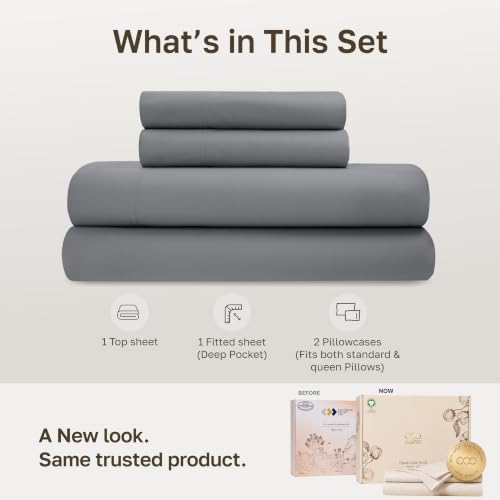 California Design Den 100% Organic Cotton Full Size Sheet Sets, Slate Grey - Image 3