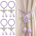 Floral Curtain Tiebacks, 4 Pack Adjustable Curtain Holdbacks by TAMHOO