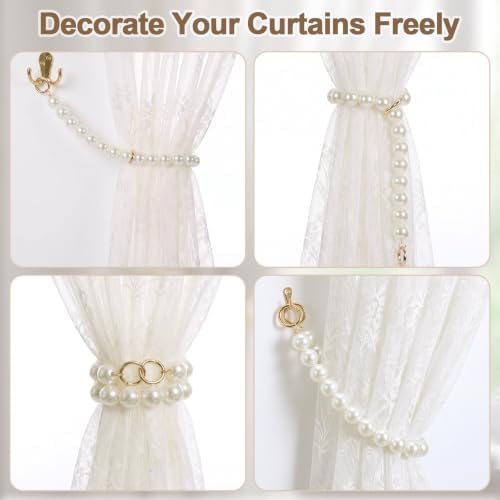 Tondiamo 2 Pack White Pearl Curtain Tiebacks Decorative Holdbacks - Image 4