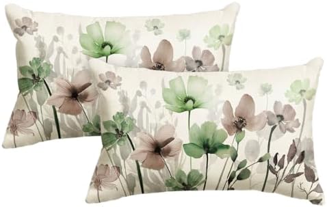 AVOIN colorlife Poppy Flowers Pillow Covers 12x20 Inch Set of 2 by AVOINcolorlife