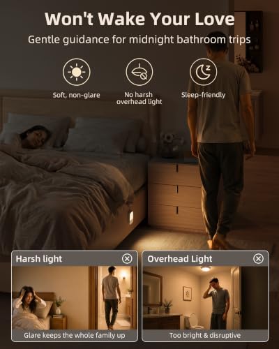 EZVALO Rechargeable Motion Sensor Night Lights, 2 Pack Magnetic Stick-On LED - Image 4