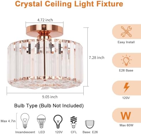 FRIDEKO HOME Crystal Ceiling Light - Image 4