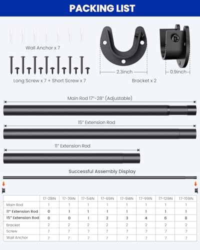 Supforce Closet Rod Heavy Duty, 17-159in Stepless Adjustable Closet Pole - Image 5
