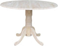 IC International Concepts, Round Dual Drop Leaf Pedestal Dining Table, Solid Real Wood, Sturdy Parawood, Dimensions 42"D x 42"W x 29.5"H, 40lbs Capacity, Paint/Stain Ready, Unfinished