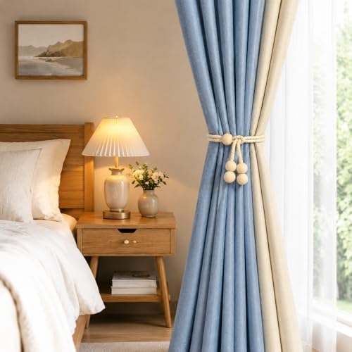 Wooden Bead Curtain Tiebacks 4 Pack Adjustable No-Drill Rope Ties - Image 6