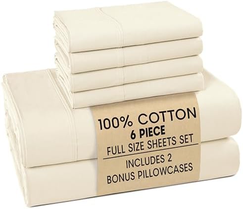 Casa Platino Full Bed Sheets – Breathable 6 Piece Percale Cooling Full Sheets by CasaPlatino