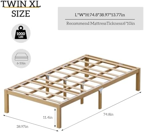Bamboo Bed Frame Classic 12-Inch Solid Platform Bed - Image 2