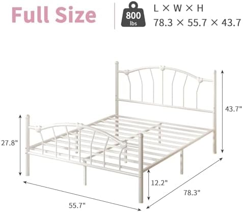 IMMERSTABLE Full Metal Bed Frame, Heart-Shaped Platform Bed - Image 2