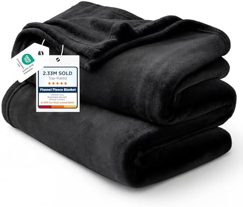 Bedsure Soft Cozy Warm Fleece Large Oversized Bed Blanket Black 120"x120" by BEDSURE