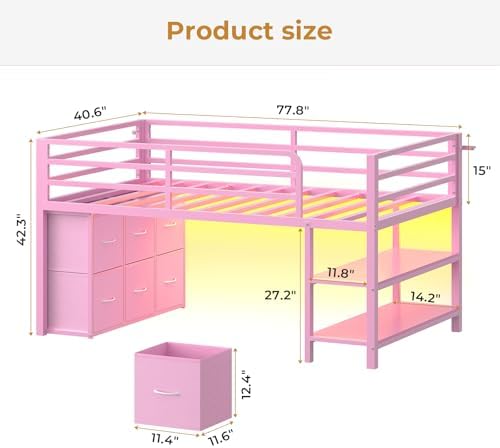 ADORNEVE Low Loft Bed Twin Size - Image 2