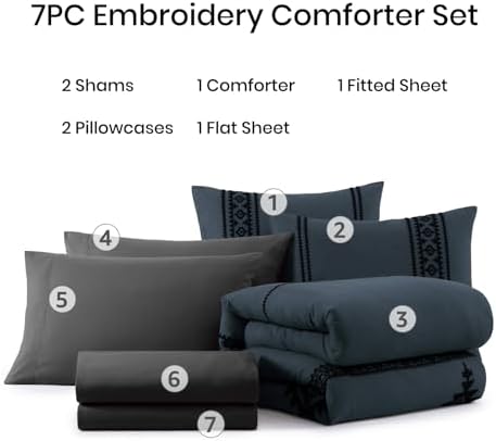 MaiRêve Embroidery Oversized Queen Comforter Set 7 Pieces Bed in a Bag - Image 7