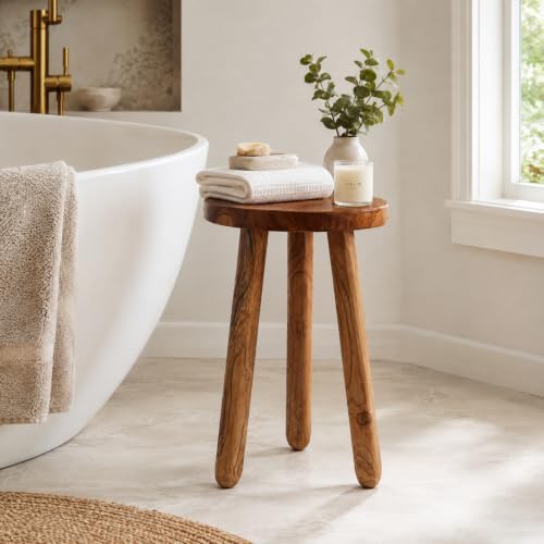 Teak Wood Plant Stand, Wood Accent Table - Image 3