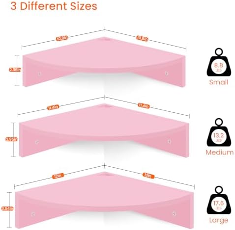 Homode Corner Shelf Wall Mount, 3 Tier Wood Corner Hanging Shelves, Living Room - Image 3