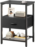 Huuger Storage Shelf with 2 Drawers, Bed Side Table with Open Shelf by Huuger