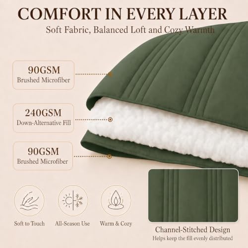 CozyLux Full Size Comforter Sets Olive Green - Image 3
