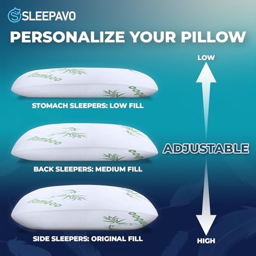 Sleepavo Adjustable Cooling Pillows Queen Size Set of 2 Pack - Image 2