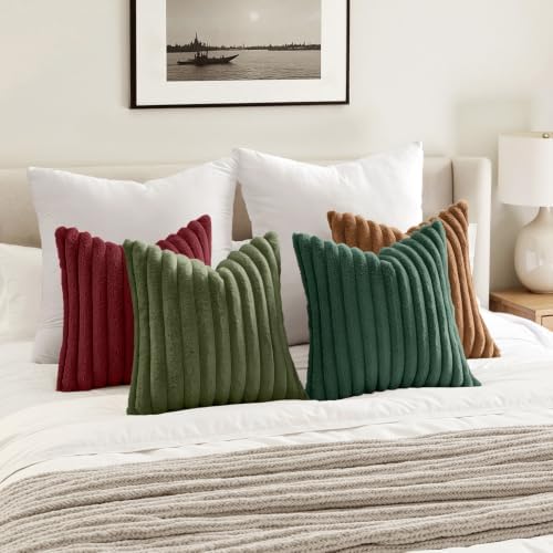 MIULEE Christmas Green Faux Fur Plush Decorative Throw Pillow Covers 18x18 - Image 4