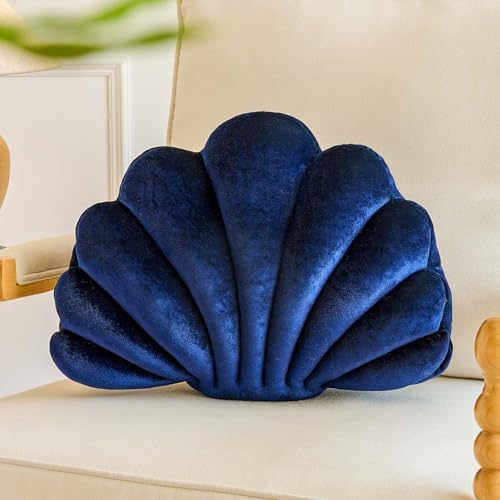 Lfsaaj Navy Blue Seashell Throw Pillows, Shell Shaped Throw Pillows, 18 Inch by Lfsaaj