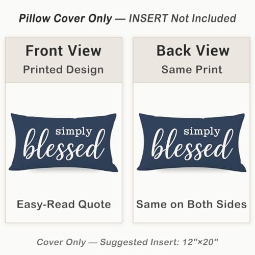 Decorative Lumbar Pillow Cover 12x20 Inch Simply Blessed - Image 3