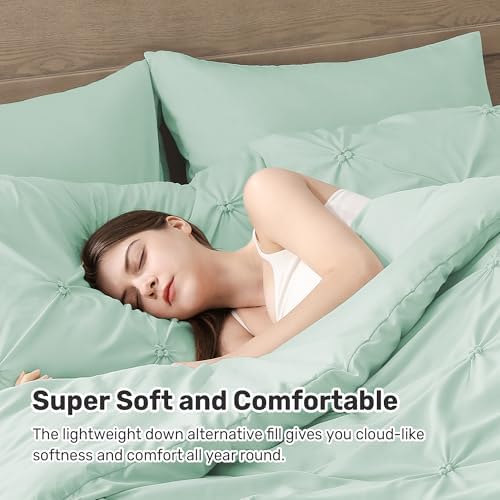 UNIKOME Queen Comforter Set Sage Green - Image 3