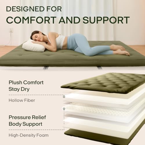 ZonLi Japanese Floor Futon Mattress 100% Cotton Washable Cover Foldable - Image 4