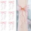 White Lace Bow Curtain Tiebacks 6-Pack, Vine Floral Curtain Holdbacks by TAMHOO